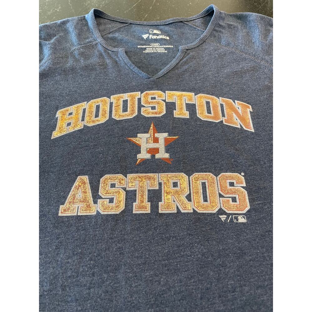 Fanatics heather blue Houston Astros V-Neck glittery L